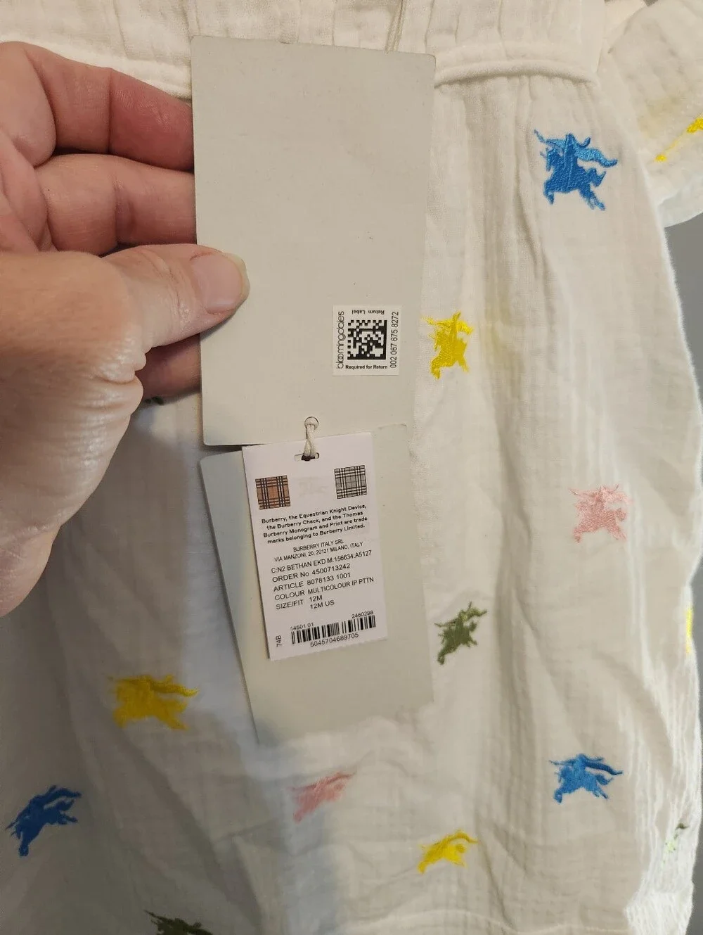 $410 Burberry infant Girl's Bethan EKD Dress with Bloomers Sz 12 months